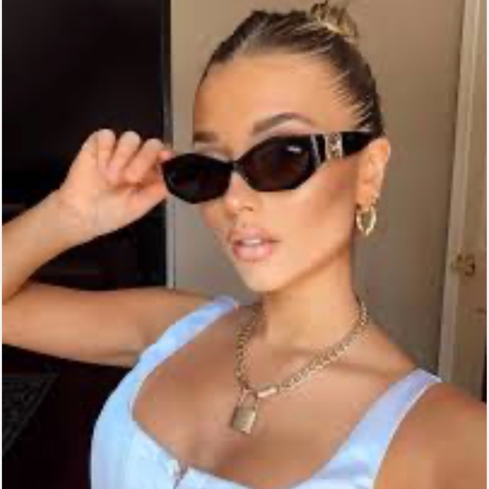 White Fox Boutique Veux Gold Medallion Sunglasses seen in Vanderpump Rules